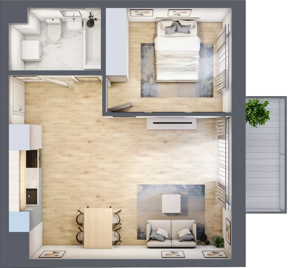 2 pokoje, mieszkanie 46,22 m², piętro 3, oferta nr C-51, Cieszyńska 9, Kraków, Stare Miasto, Łobzów, ul. Cieszyńska 9