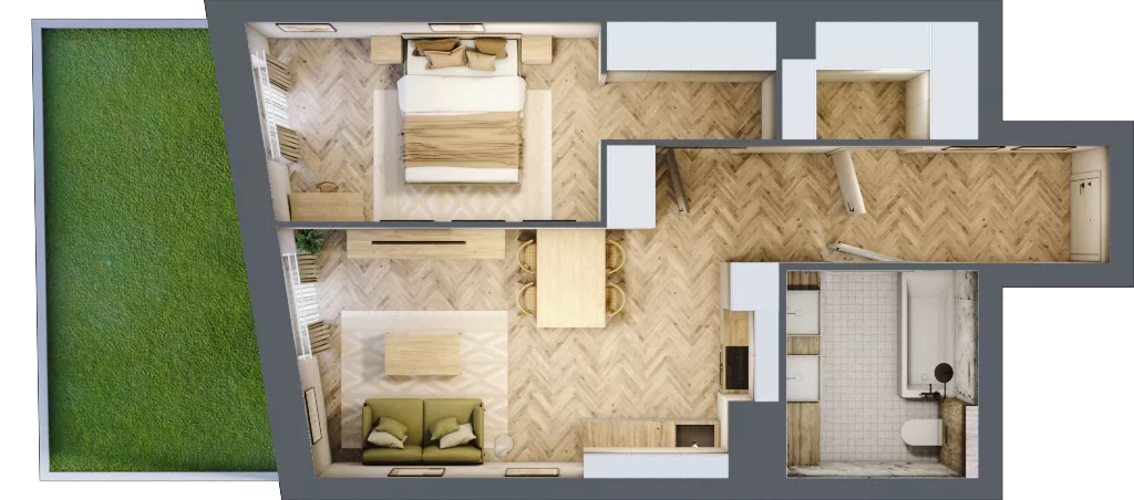 2 pokoje, mieszkanie 50,16 m², parter, oferta nr A10, Drago, Kraków, Bronowice, Górka Narodowa, ul. Stefana Banacha