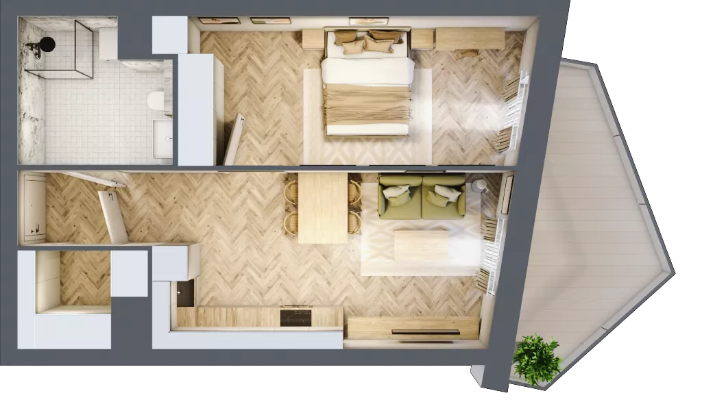2 pokoje, mieszkanie 46,46 m², piętro 3, oferta nr A41, Drago, Kraków, Bronowice, Górka Narodowa, ul. Stefana Banacha