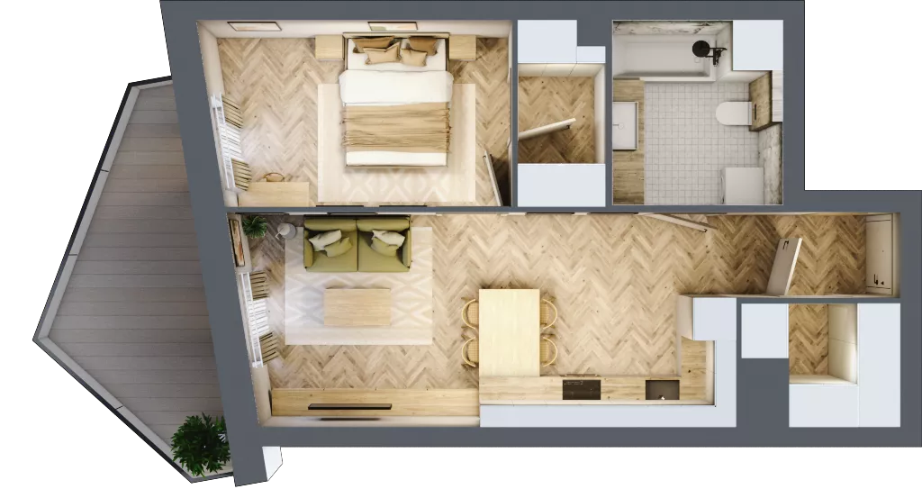 2 pokoje, mieszkanie 47,38 m², piętro 3, oferta nr A45, Drago, Kraków, Bronowice, Górka Narodowa, ul. Stefana Banacha