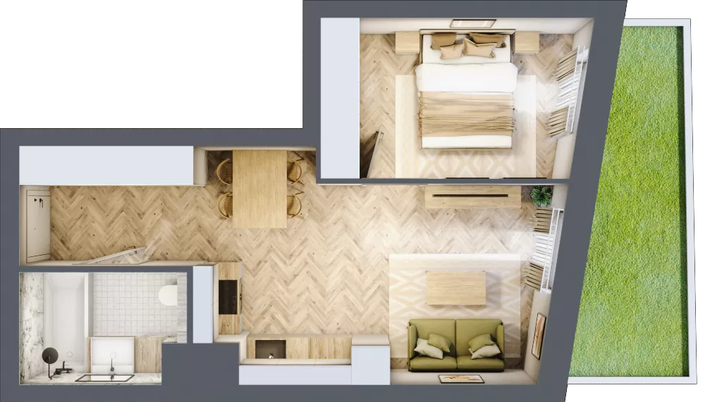 2 pokoje, mieszkanie 37,76 m², parter, oferta nr A2, Drago, Kraków, Bronowice, Górka Narodowa, ul. Stefana Banacha