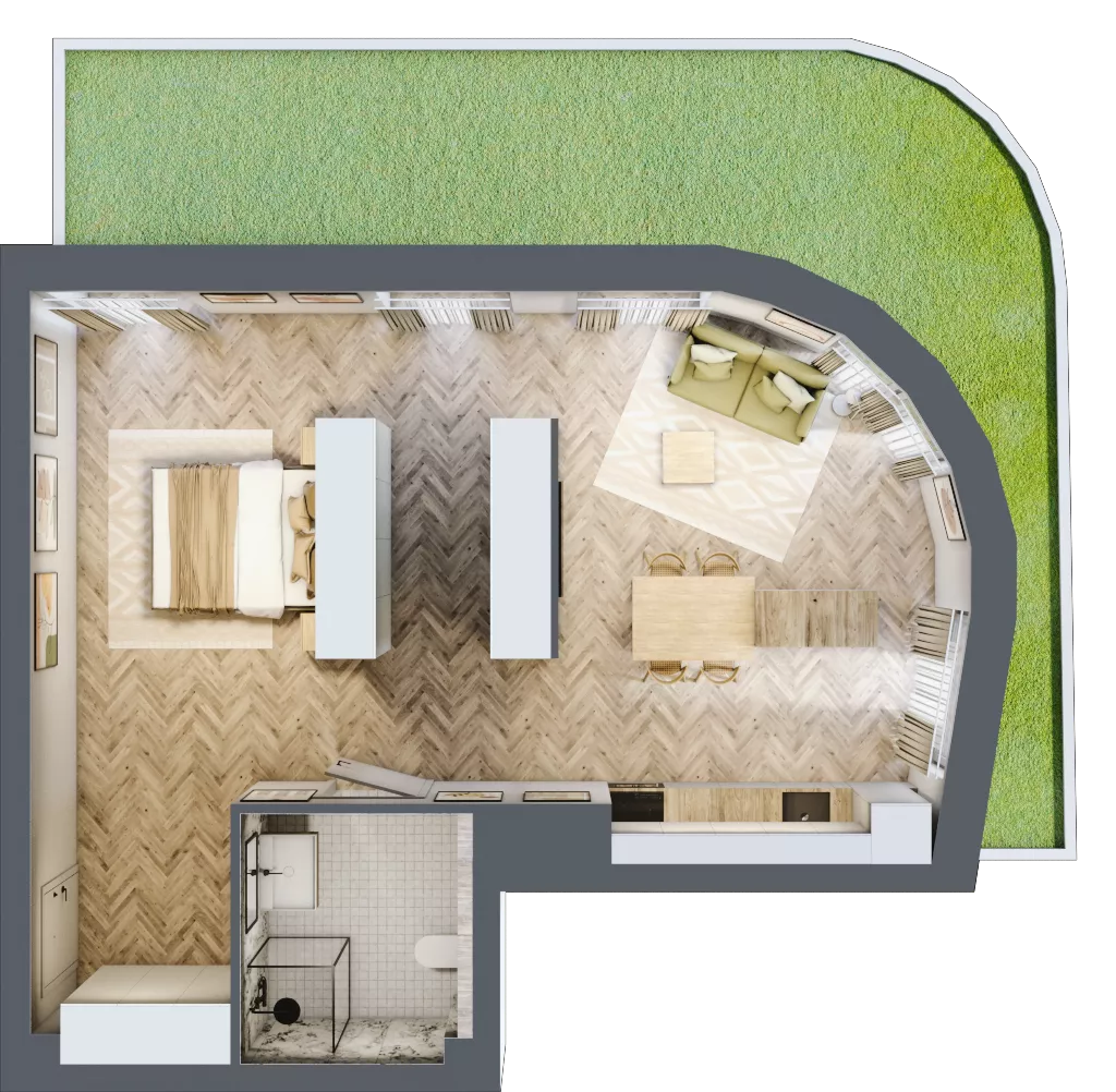 1 pokój, mieszkanie 58,68 m², parter, oferta nr A1, Drago, Kraków, Bronowice, Górka Narodowa, ul. Stefana Banacha