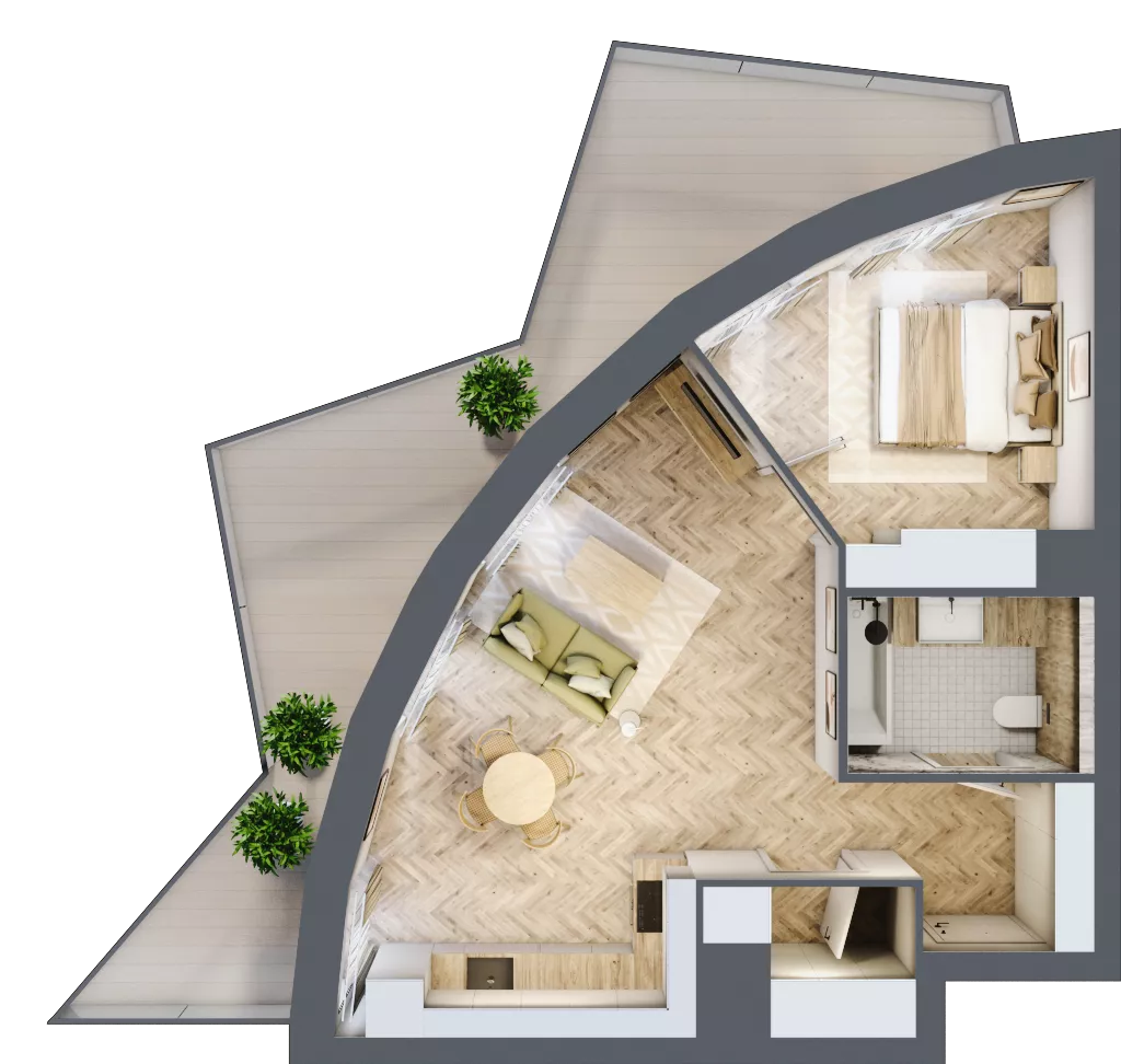 2 pokoje, mieszkanie 49,19 m², piętro 1, oferta nr A19, Drago, Kraków, Bronowice, Górka Narodowa, ul. Stefana Banacha