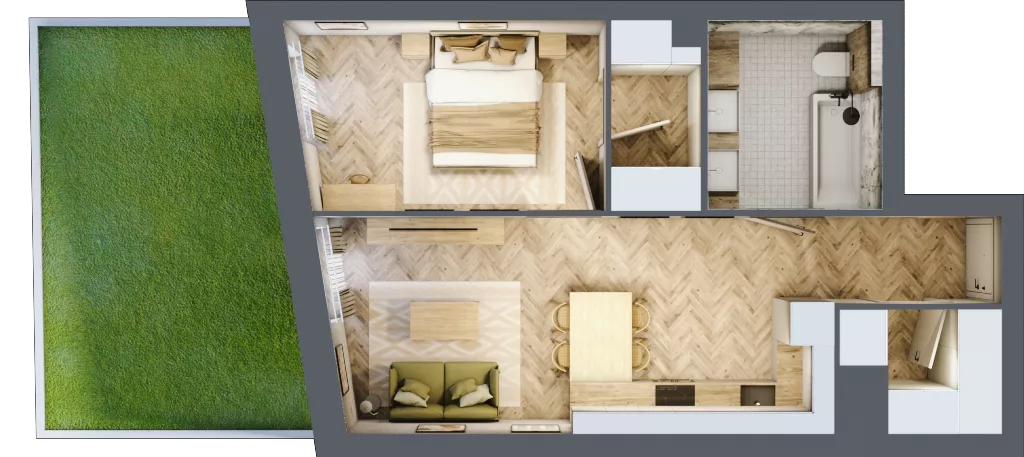 2 pokoje, mieszkanie 47,17 m², parter, oferta nr A9, Drago, Kraków, Bronowice, Górka Narodowa, ul. Stefana Banacha