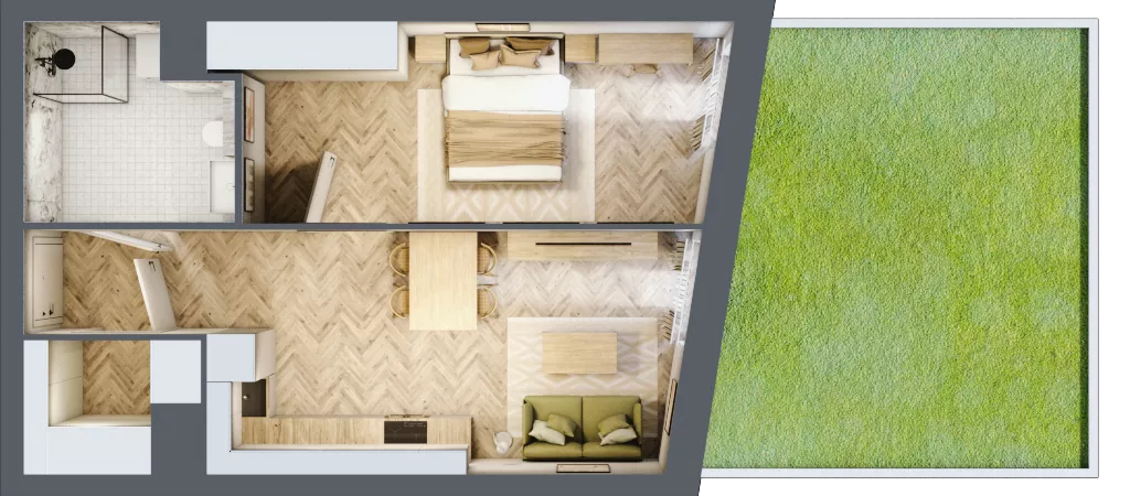2 pokoje, mieszkanie 46,47 m², parter, oferta nr A5, Drago, Kraków, Bronowice, Górka Narodowa, ul. Stefana Banacha
