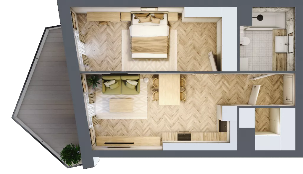2 pokoje, mieszkanie 46,51 m², piętro 3, oferta nr A44, Drago, Kraków, Bronowice, Górka Narodowa, ul. Stefana Banacha
