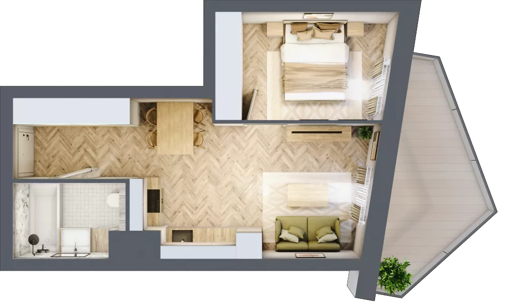 2 pokoje, mieszkanie 37,76 m², piętro 3, oferta nr A38, Drago, Kraków, Bronowice, Górka Narodowa, ul. Stefana Banacha