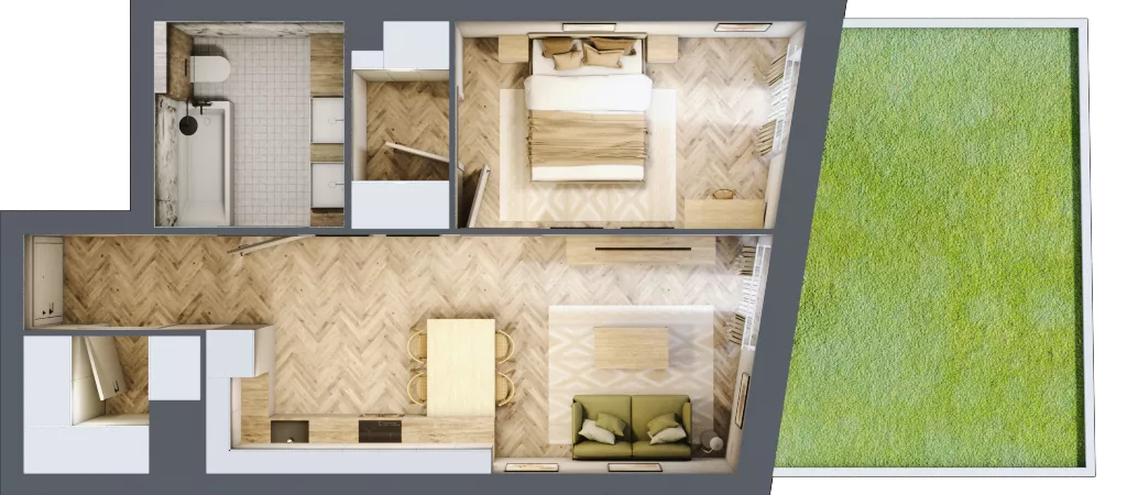 2 pokoje, mieszkanie 47,42 m², parter, oferta nr A4, Drago, Kraków, Bronowice, Górka Narodowa, ul. Stefana Banacha