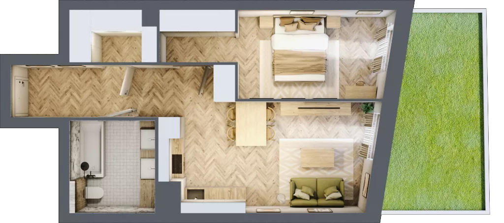 2 pokoje, mieszkanie 50,21 m², parter, oferta nr A3, Drago, Kraków, Bronowice, Górka Narodowa, ul. Stefana Banacha