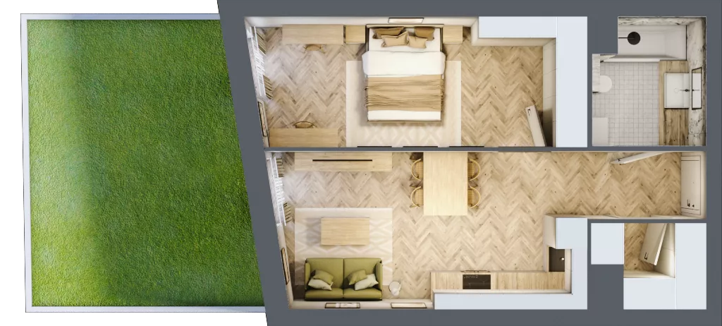 2 pokoje, mieszkanie 46,12 m², parter, oferta nr A8, Drago, Kraków, Bronowice, Górka Narodowa, ul. Stefana Banacha