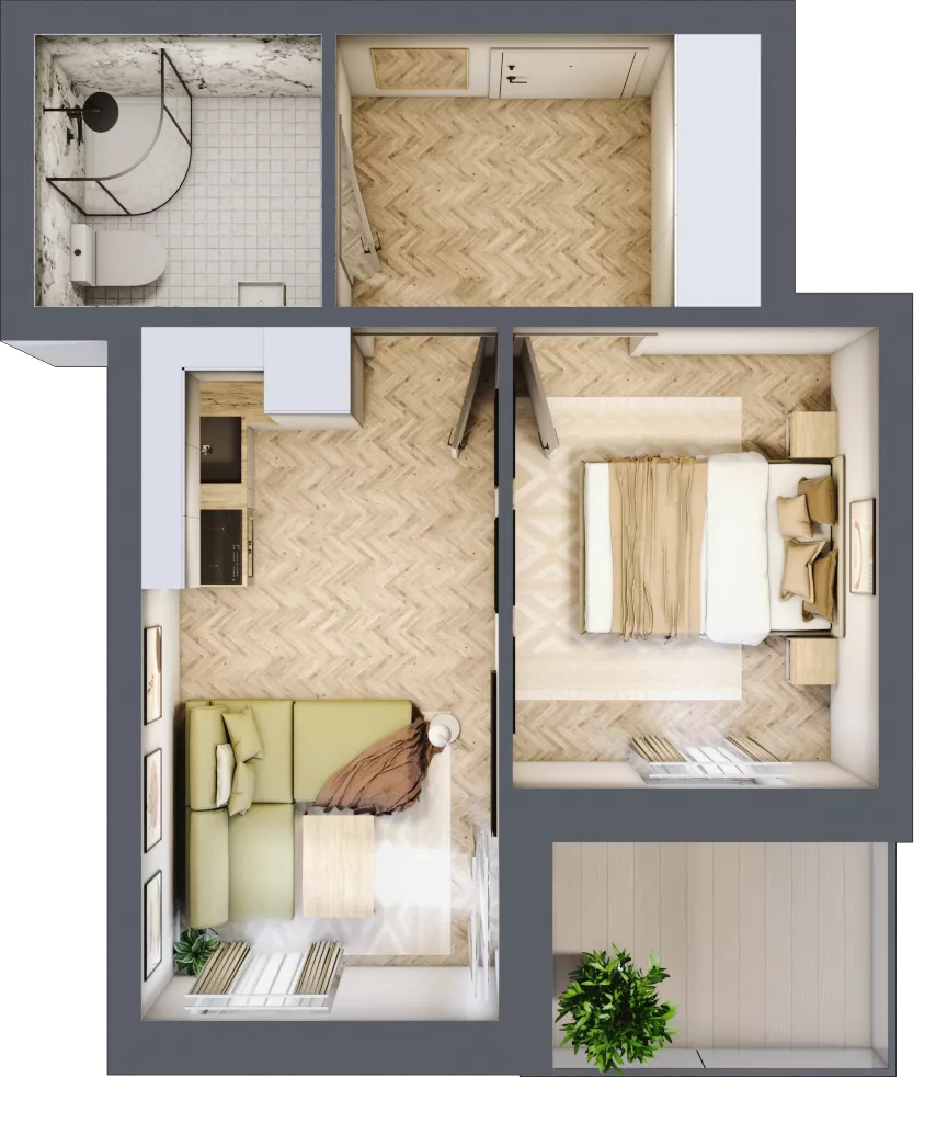 2 pokoje, apartament 29,79 m², piętro 1, oferta nr M10, Kwiatowa Apartamenty, Gdańsk, Wyspa Sobieszewska, ul. Kwiatowa