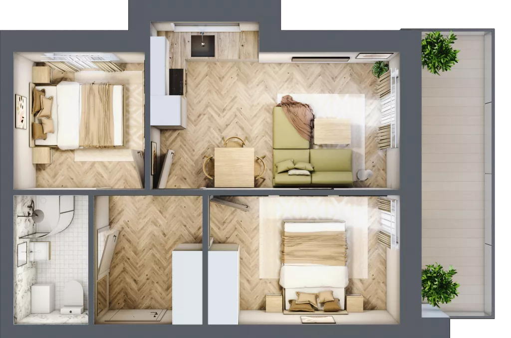 3 pokoje, apartament 42,61 m², piętro 2, oferta nr M18, Kwiatowa Apartamenty, Gdańsk, Wyspa Sobieszewska, ul. Kwiatowa