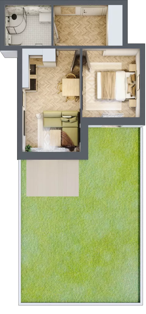 2 pokoje, apartament 29,93 m², parter, oferta nr M2, Kwiatowa Apartamenty, Gdańsk, Wyspa Sobieszewska, ul. Kwiatowa