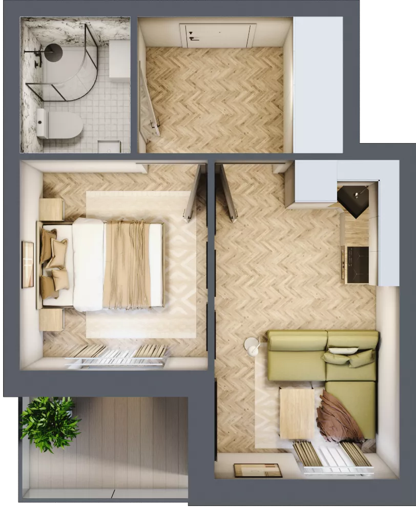 2 pokoje, apartament 28,14 m², piętro 1, oferta nr M11, Kwiatowa Apartamenty, Gdańsk, Wyspa Sobieszewska, ul. Kwiatowa