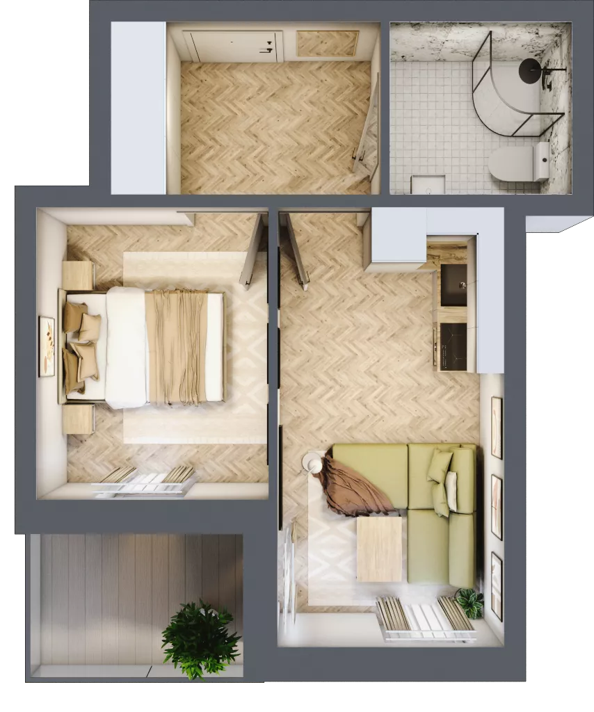 2 pokoje, apartament 29,79 m², piętro 1, oferta nr M13, Kwiatowa Apartamenty, Gdańsk, Wyspa Sobieszewska, ul. Kwiatowa
