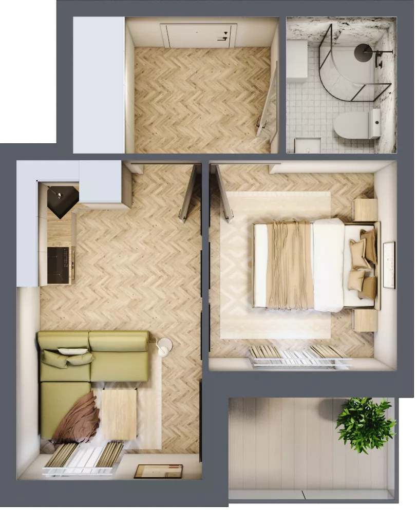 2 pokoje, apartament 28,19 m², piętro 1, oferta nr M12, Kwiatowa Apartamenty, Gdańsk, Wyspa Sobieszewska, ul. Kwiatowa