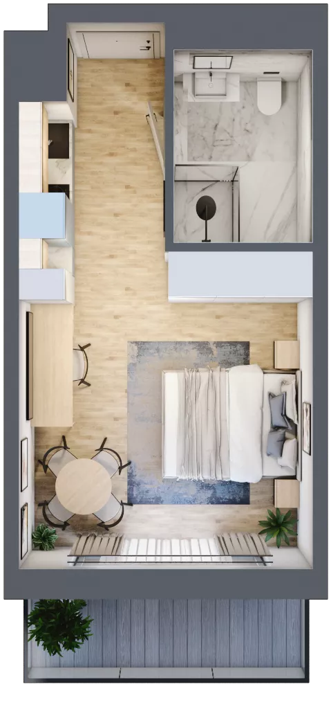 1 pokój, apartament inwestycyjny 25,39 m², piętro 3, oferta nr 307, ApartMare, Mrzeżyno, ul. Nadmorska 14