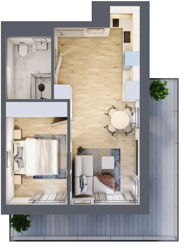 2 pokoje, apartament inwestycyjny 37,98 m², piętro 1, oferta nr 105, ApartMare, Mrzeżyno, ul. Nadmorska 14