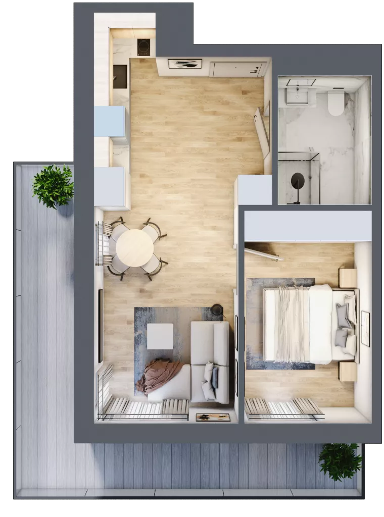 2 pokoje, apartament inwestycyjny 37,96 m², piętro 2, oferta nr 213, ApartMare, Mrzeżyno, ul. Nadmorska 14