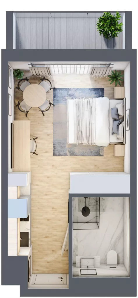 1 pokój, apartament inwestycyjny 25,61 m², parter, oferta nr 002, ApartMare, Mrzeżyno, ul. Nadmorska 14