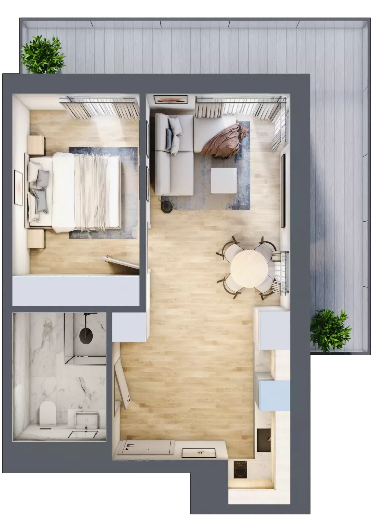 2 pokoje, apartament inwestycyjny 37,92 m², piętro 2, oferta nr 204, ApartMare, Mrzeżyno, ul. Nadmorska 14