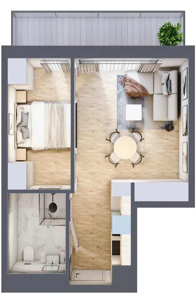 1 pokój, apartament inwestycyjny 34,32 m², piętro 2, oferta nr 217, ApartMare, Mrzeżyno, ul. Nadmorska 14