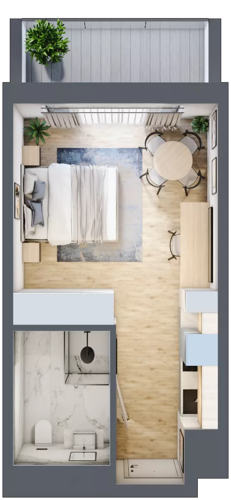 1 pokój, apartament inwestycyjny 25,55 m², parter, oferta nr 015, ApartMare, Mrzeżyno, ul. Nadmorska 14