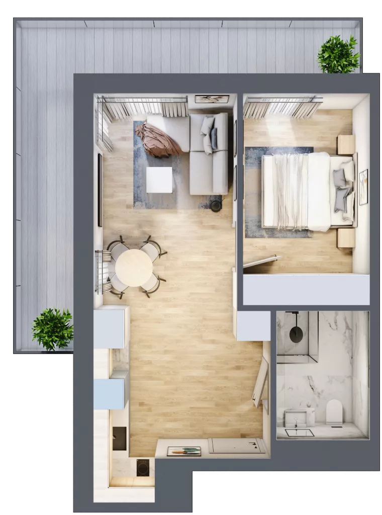 2 pokoje, apartament inwestycyjny 38,06 m², piętro 2, oferta nr 214, ApartMare, Mrzeżyno, ul. Nadmorska 14