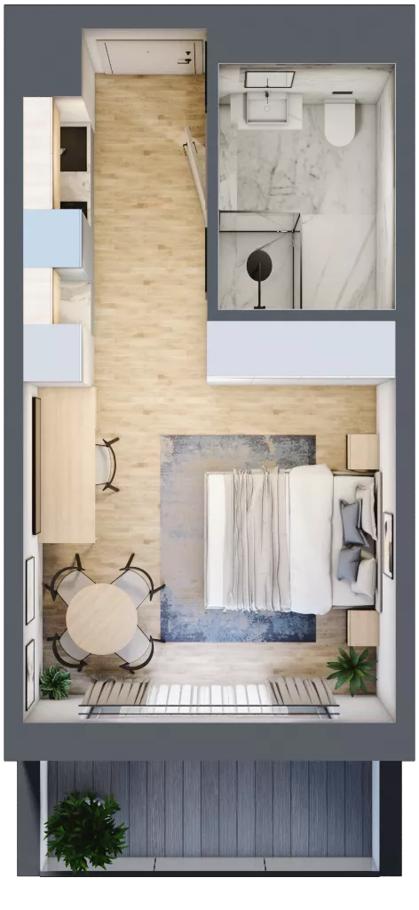 1 pokój, apartament inwestycyjny 25,93 m², parter, oferta nr 006, ApartMare, Mrzeżyno, ul. Nadmorska 14
