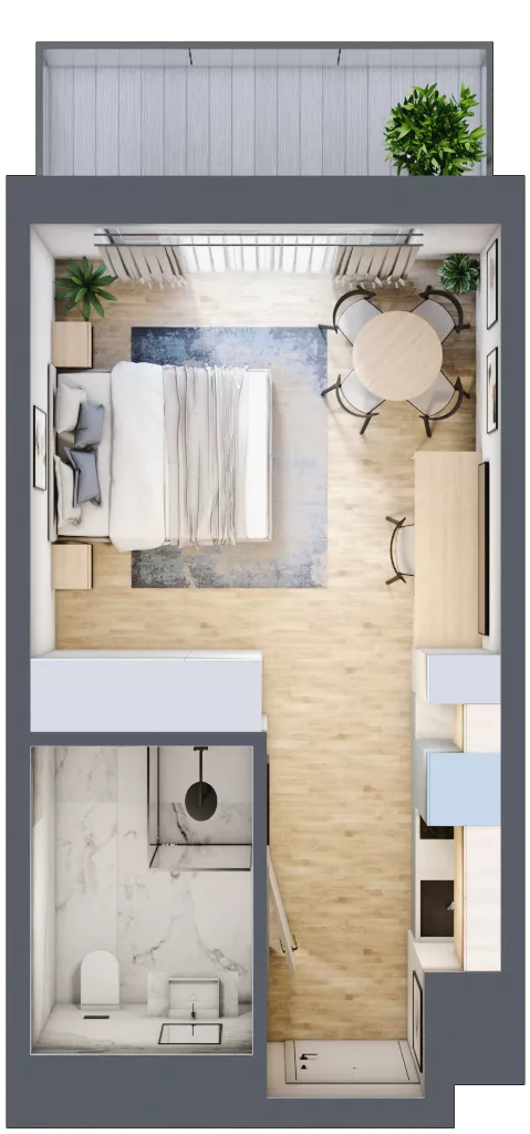 1 pokój, apartament inwestycyjny 25,66 m², piętro 2, oferta nr 215, ApartMare, Mrzeżyno, ul. Nadmorska 14
