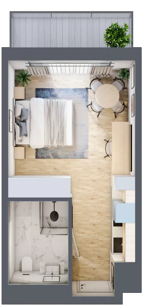 1 pokój, apartament inwestycyjny 25,40 m², piętro 3, oferta nr 315, ApartMare, Mrzeżyno, ul. Nadmorska 14