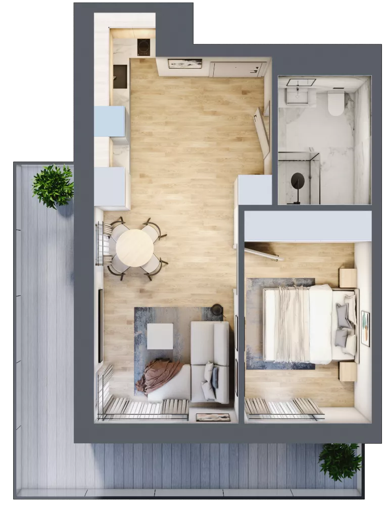 2 pokoje, apartament inwestycyjny 37,91 m², piętro 1, oferta nr 113, ApartMare, Mrzeżyno, ul. Nadmorska 14