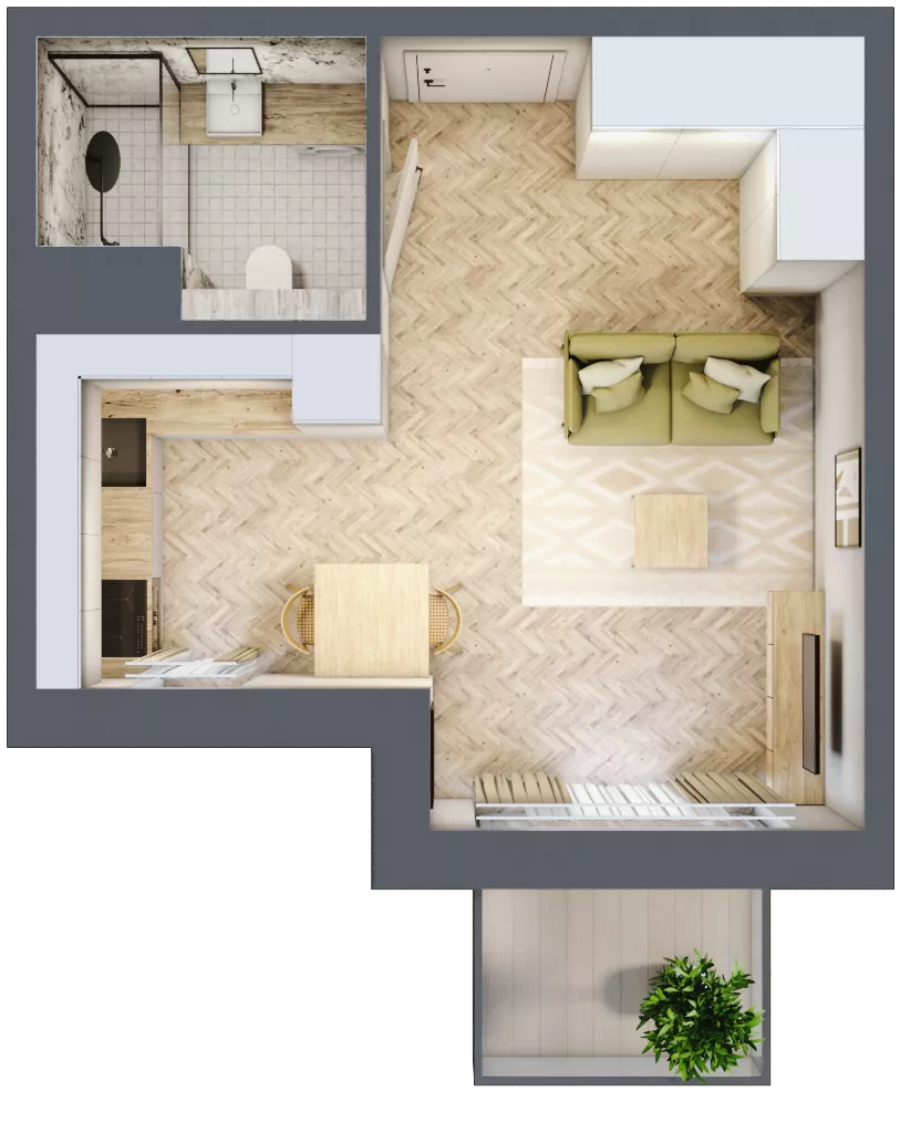 1 pokój, mieszkanie 26,85 m², piętro 1, oferta nr A305, Osiedle Kompas, Gdańsk, Orunia Górna-Gdańsk Południe, Maćkowy, ul. Czerska 35