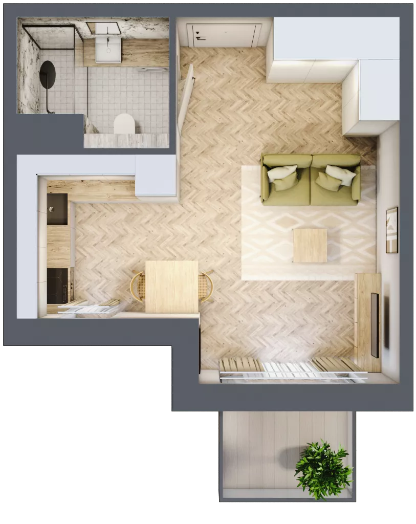1 pokój, mieszkanie 26,85 m², piętro 2, oferta nr A309, Osiedle Kompas, Gdańsk, Orunia Górna-Gdańsk Południe, Maćkowy, ul. Czerska 35