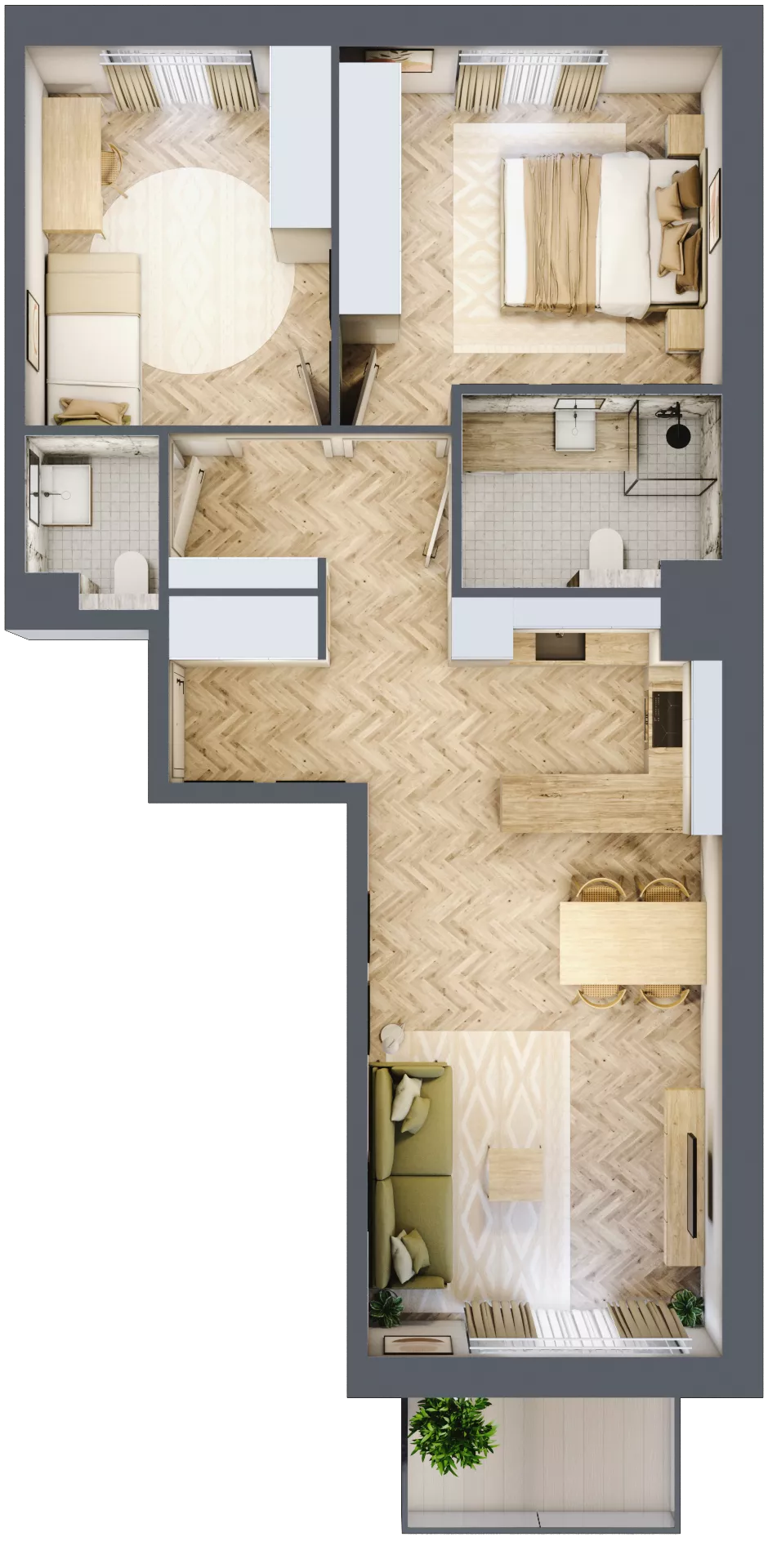 3 pokoje, mieszkanie 63,60 m², piętro 1, oferta nr A107, Osiedle Kompas, Gdańsk, Orunia Górna-Gdańsk Południe, Maćkowy, ul. Czerska 35