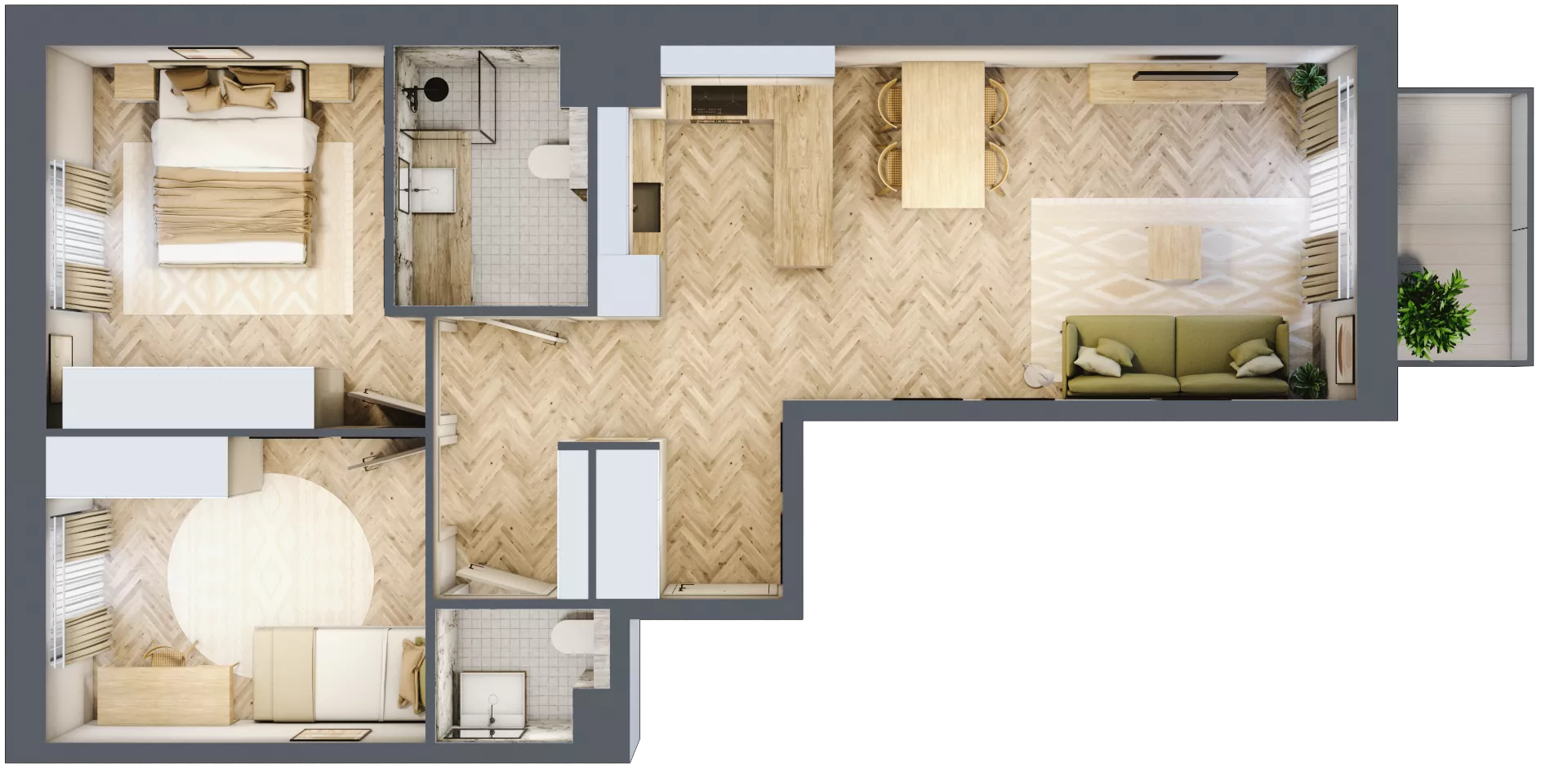 3 pokoje, mieszkanie 63,59 m², piętro 1, oferta nr A205, Osiedle Kompas, Gdańsk, Orunia Górna-Gdańsk Południe, Maćkowy, ul. Czerska 35