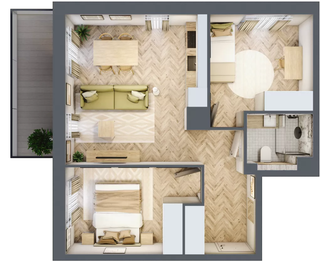 3 pokoje, mieszkanie 50,94 m², piętro 3, oferta nr A114, Osiedle Kompas, Gdańsk, Orunia Górna-Gdańsk Południe, Maćkowy, ul. Czerska 35