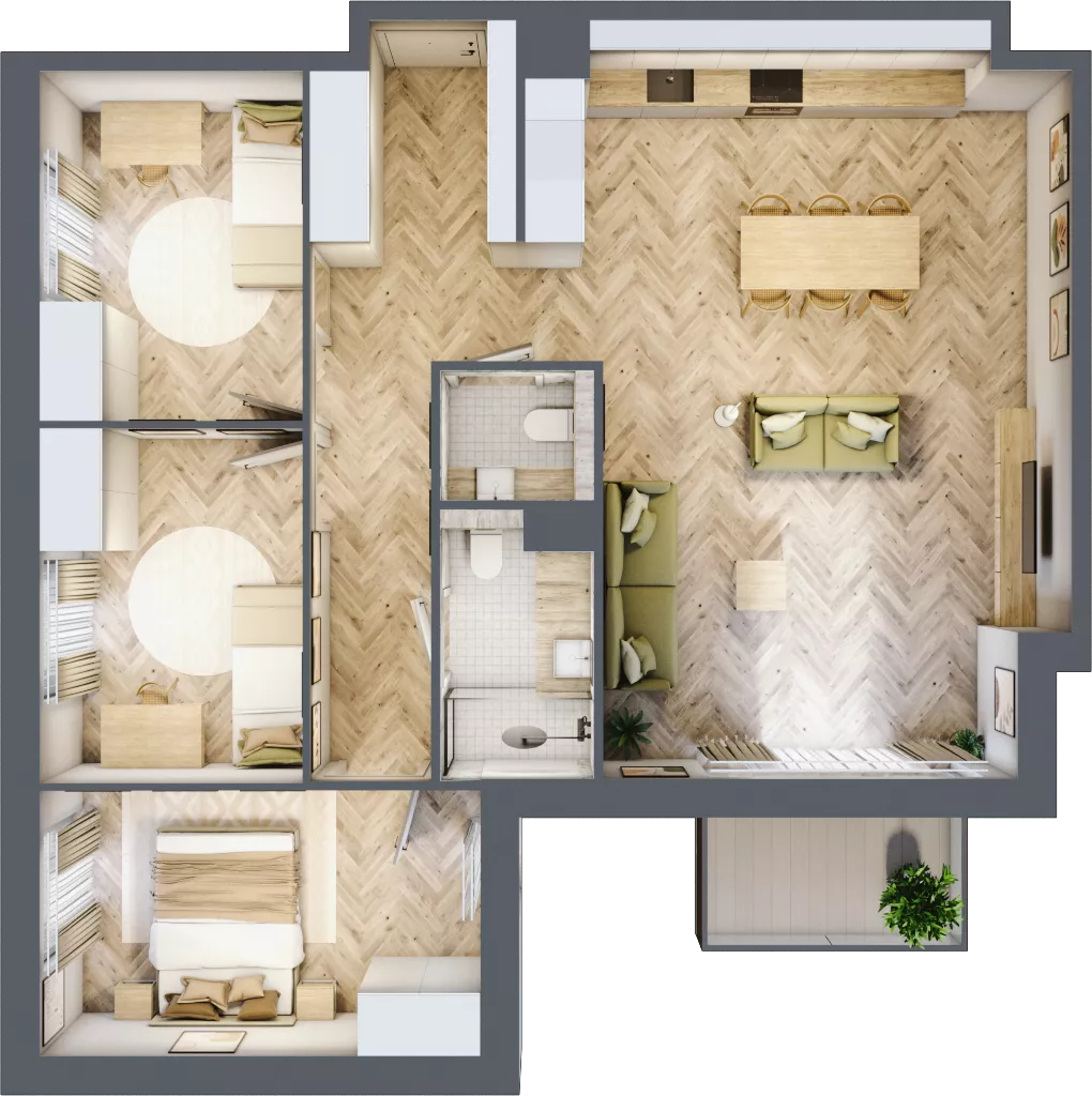 4 pokoje, mieszkanie 88,33 m², piętro 1, oferta nr C41, Osiedle Kompas, Gdańsk, Orunia Górna-Gdańsk Południe, Maćkowy, ul. Czerska 35