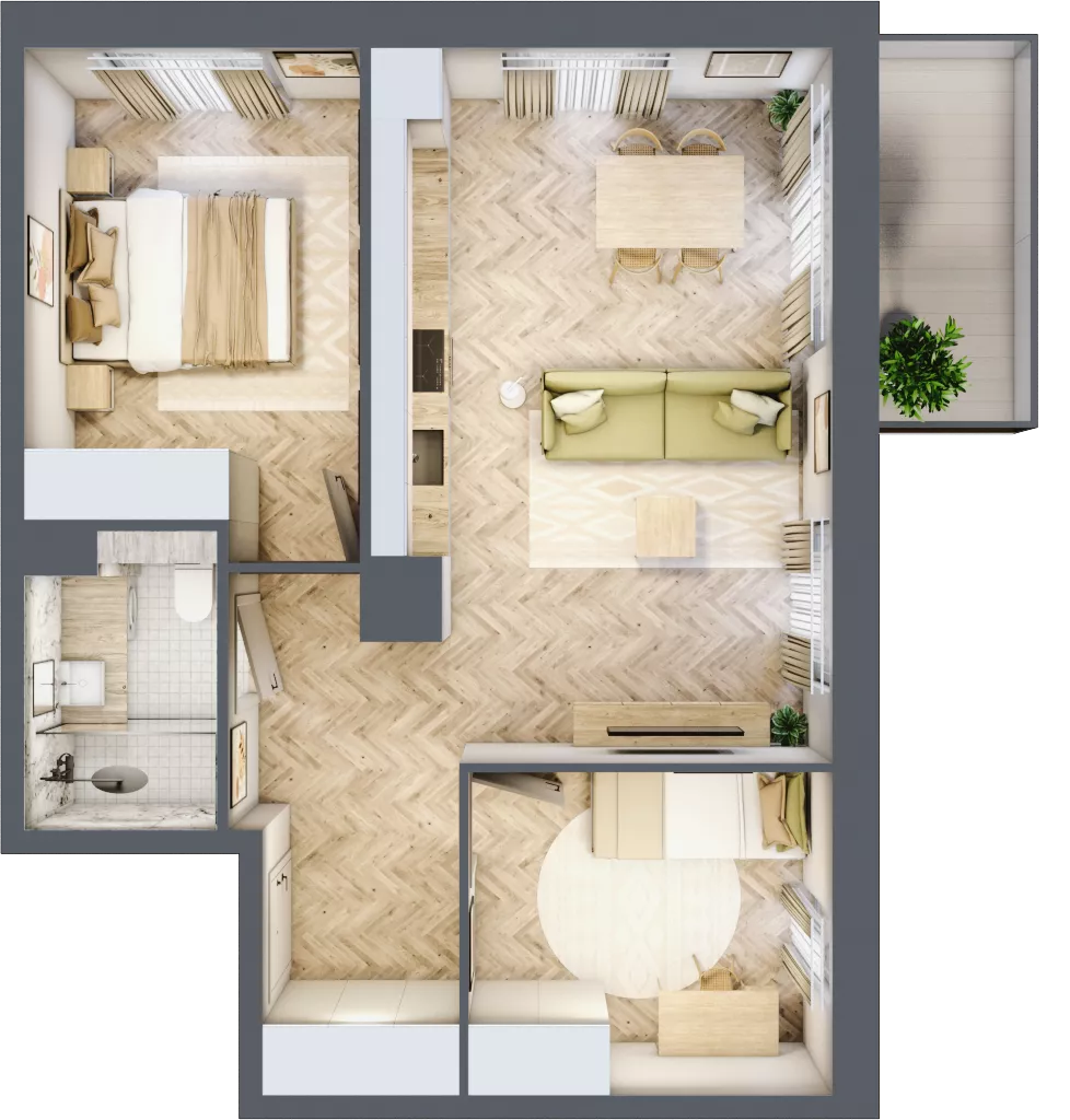 3 pokoje, mieszkanie 53,96 m², piętro 2, oferta nr C63, Osiedle Kompas, Gdańsk, Orunia Górna-Gdańsk Południe, Maćkowy, ul. Czerska 35