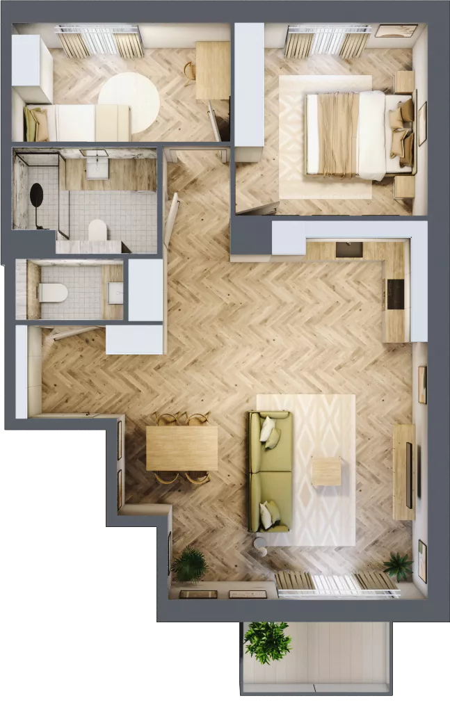 3 pokoje, mieszkanie 66,28 m², piętro 4, oferta nr C25, Osiedle Kompas, Gdańsk, Orunia Górna-Gdańsk Południe, Maćkowy, ul. Czerska 35