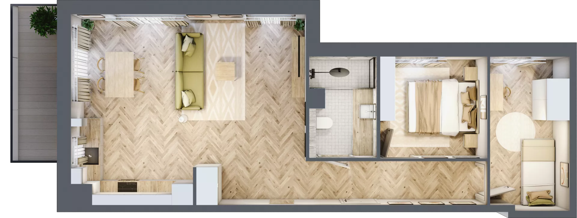 3 pokoje, mieszkanie 65,48 m², piętro 4, oferta nr C24, Osiedle Kompas, Gdańsk, Orunia Górna-Gdańsk Południe, Maćkowy, ul. Czerska 35
