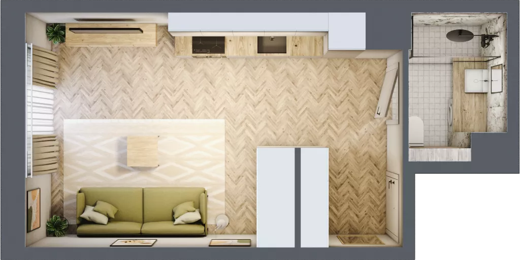 1 pokój, mieszkanie 26,19 m², piętro 3, oferta nr C18, Osiedle Kompas, Gdańsk, Orunia Górna-Gdańsk Południe, Maćkowy, ul. Czerska 35