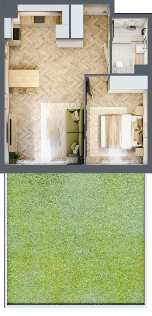 2 pokoje, mieszkanie 44,49 m², parter, oferta nr C37, Osiedle Kompas, Gdańsk, Orunia Górna-Gdańsk Południe, Maćkowy, ul. Czerska 35