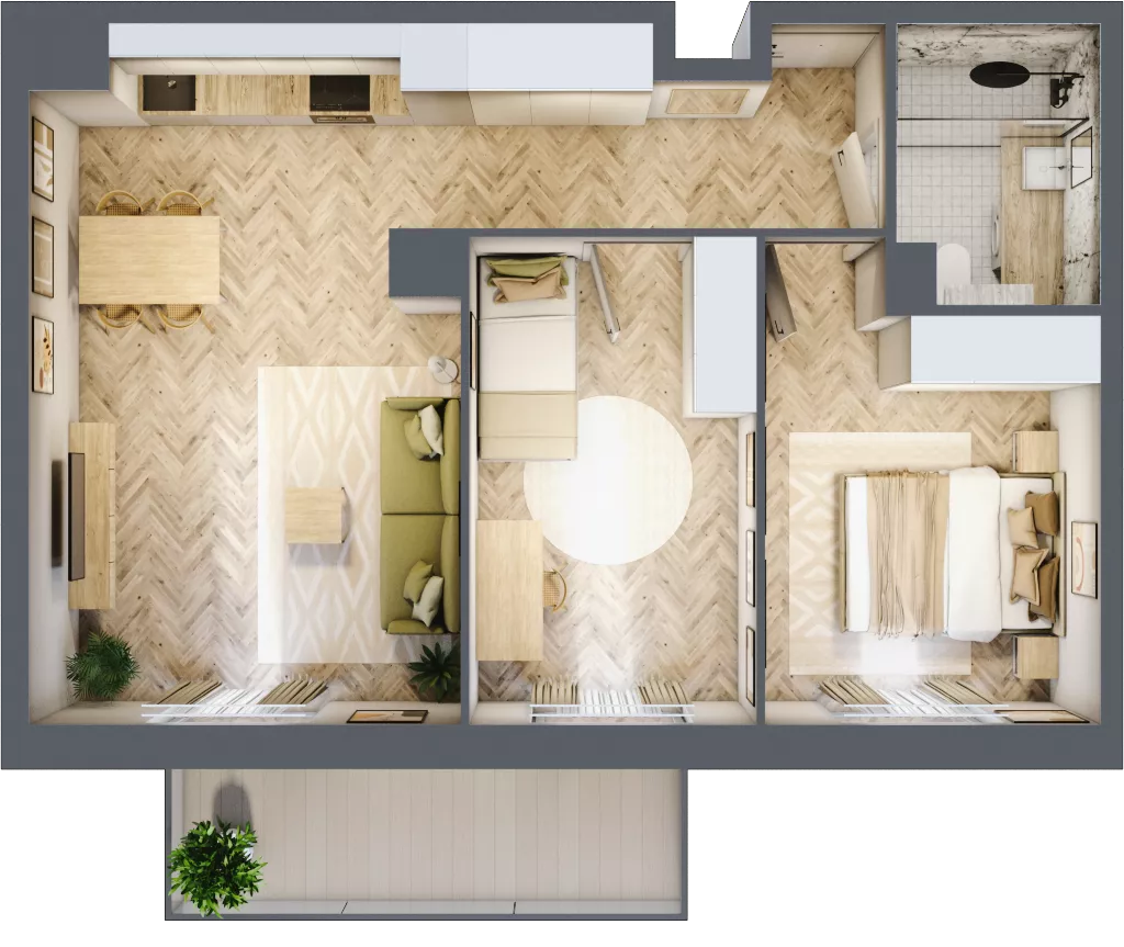3 pokoje, mieszkanie 56,99 m², piętro 2, oferta nr C54, Osiedle Kompas, Gdańsk, Orunia Górna-Gdańsk Południe, Maćkowy, ul. Czerska 35