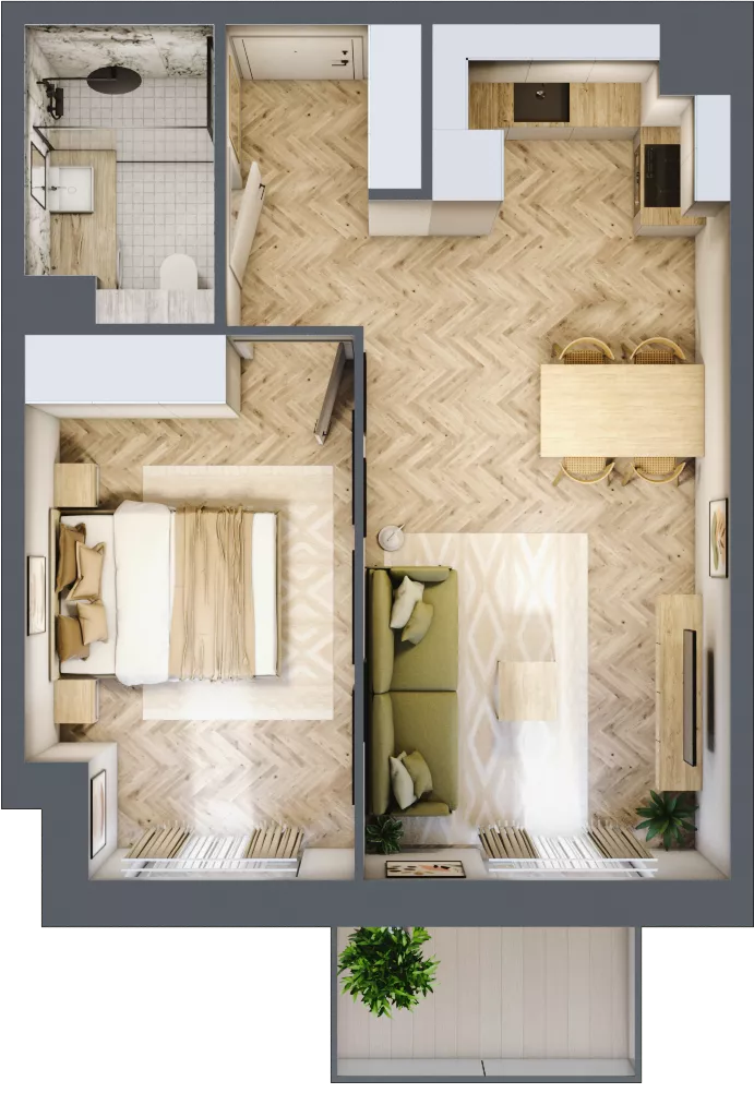 2 pokoje, mieszkanie 41,22 m², piętro 1, oferta nr C52, Osiedle Kompas, Gdańsk, Orunia Górna-Gdańsk Południe, Maćkowy, ul. Czerska 35