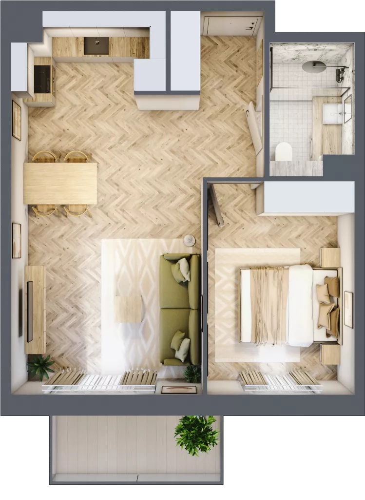 2 pokoje, mieszkanie 44,49 m², piętro 2, oferta nr C65, Osiedle Kompas, Gdańsk, Orunia Górna-Gdańsk Południe, Maćkowy, ul. Czerska 35