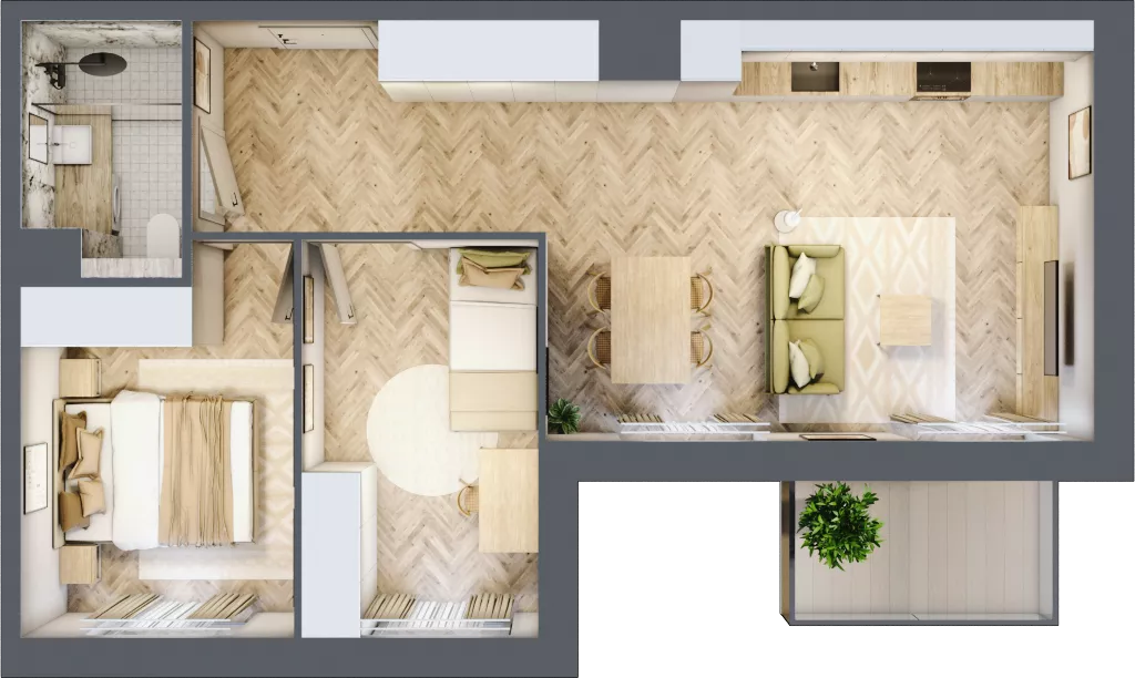 3 pokoje, mieszkanie 52,89 m², piętro 1, oferta nr C06, Osiedle Kompas, Gdańsk, Orunia Górna-Gdańsk Południe, Maćkowy, ul. Czerska 35