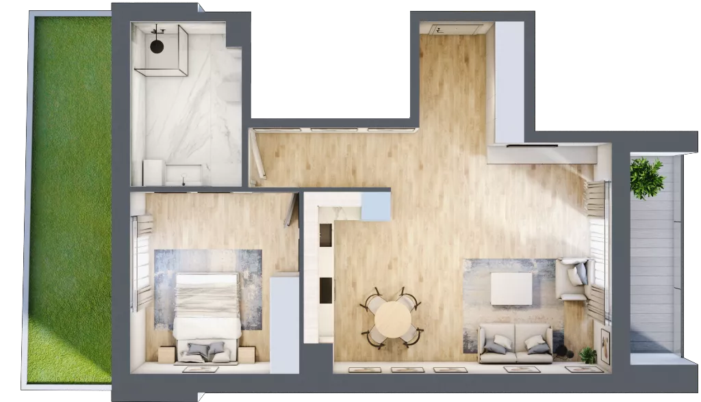 2 pokoje, mieszkanie 58,21 m², parter, oferta nr 1, Okrzei 9, Mińsk Mazowiecki, ul. Stefana Okrzei 9