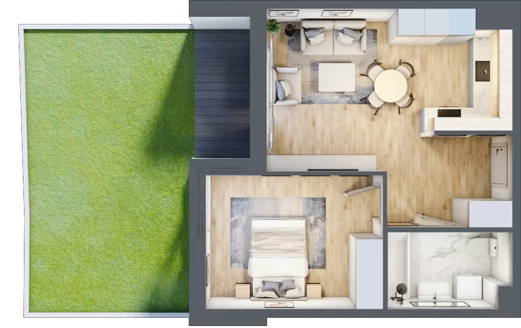 2 pokoje, mieszkanie 41,63 m², parter, oferta nr 34, Okrzei 9, Mińsk Mazowiecki, ul. Stefana Okrzei 9