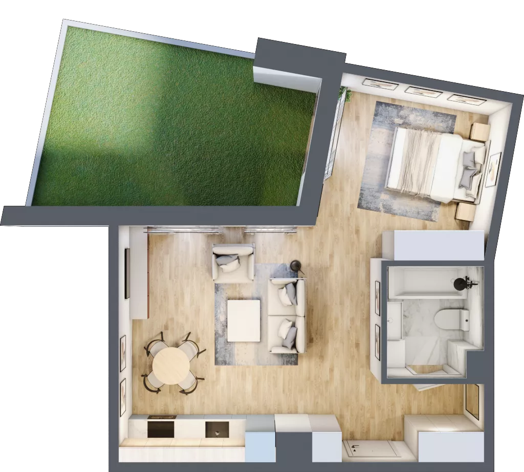 1 pokój, mieszkanie 42,63 m², parter, oferta nr 41, Okrzei 9, Mińsk Mazowiecki, ul. Stefana Okrzei 9